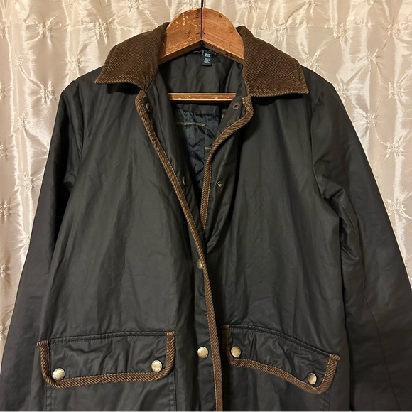 Lauren Ralph Lauren Black Waxed Canvas Barn Jacket Chore Coat Quilted Plaid VTG - Picture 2 of 12